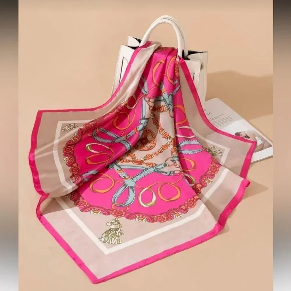 Pink and Cream Printed Scarf A1560